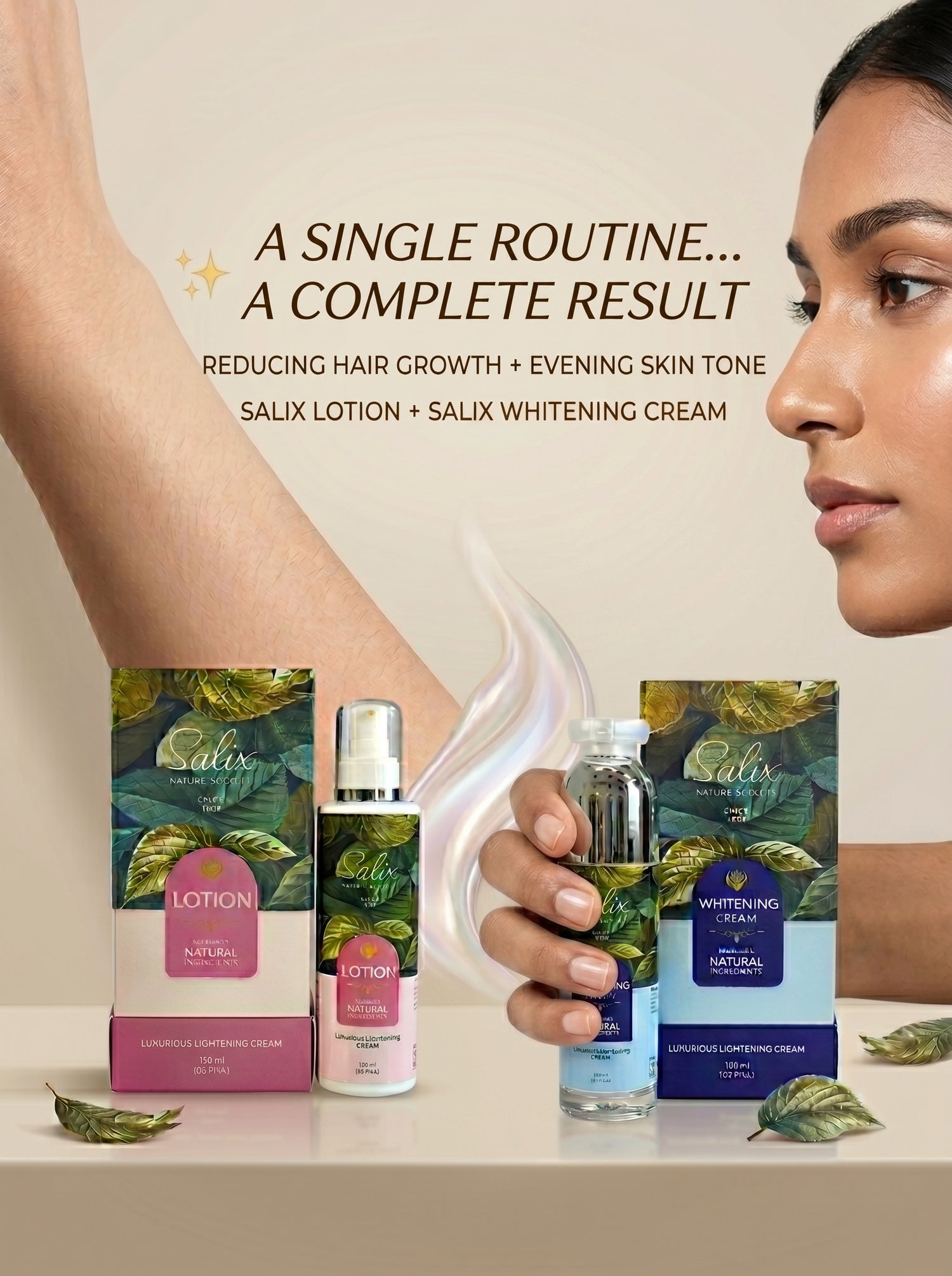 SALIX Complete Care Bundle – Whitening Cream 100ml + Hair Growth Lotion 200ml