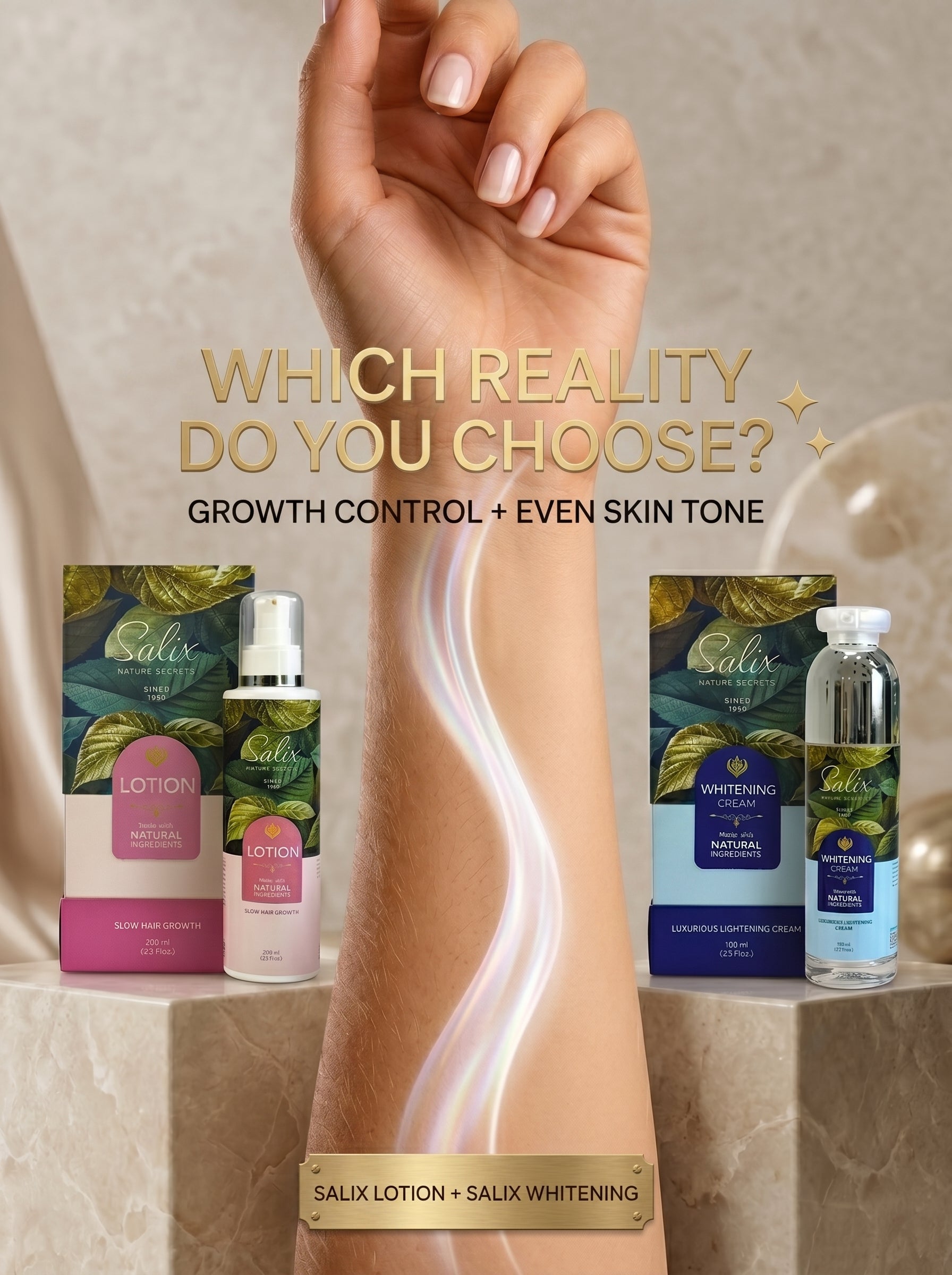 SALIX Complete Care Bundle – Whitening Cream 100ml + Hair Growth Lotion 200ml