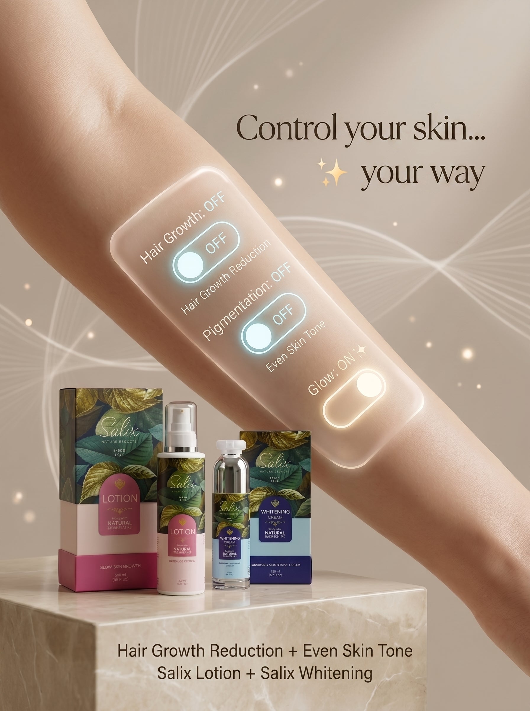 SALIX Complete Care Bundle – Whitening Cream 100ml + Hair Growth Lotion 200ml
